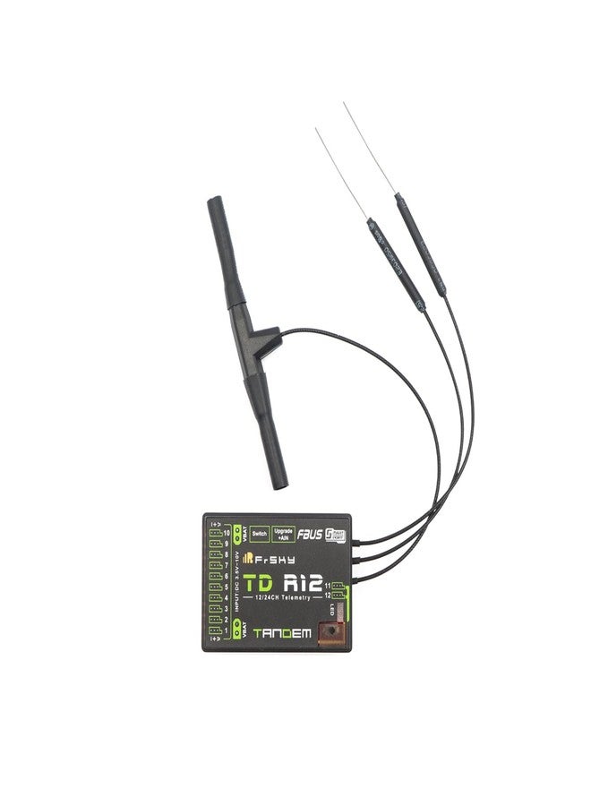 FrSky Tandem TD R12 Dual-Band 2.4GHz/900MHz 12CH Receiver with Triple Antenna, Dual Power XT30 Input, Built-in Power Switch, Black Box, OTA Update, SBUS/FBUS/S.Port for RC Models - Image 1
